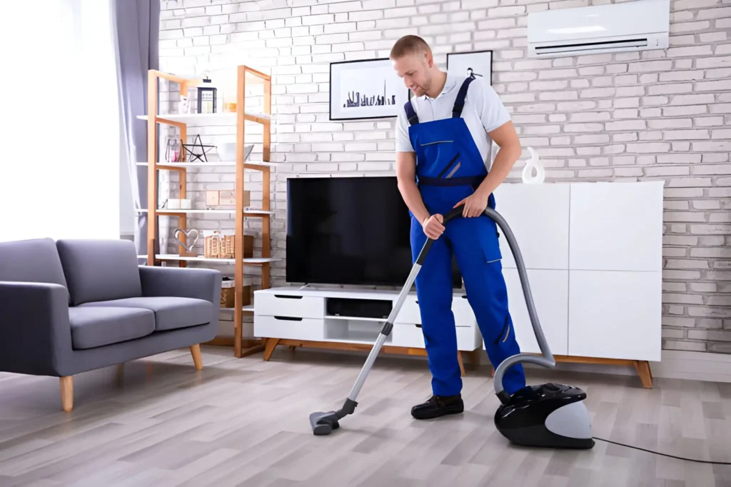 Man performing deep cleaning in dubai